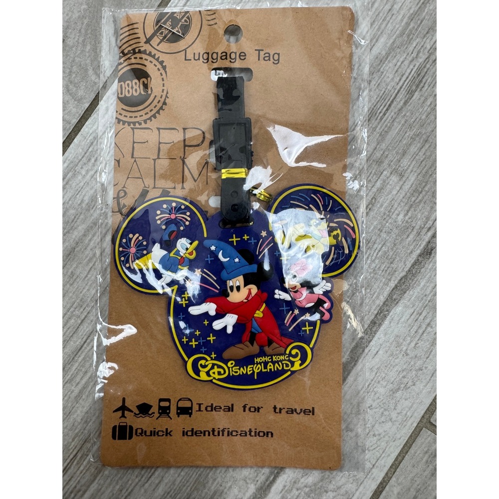 Hong Kong Disneyland Mickey Mouse Donald Duck Daisy Luggage Tag Travel ID Holder